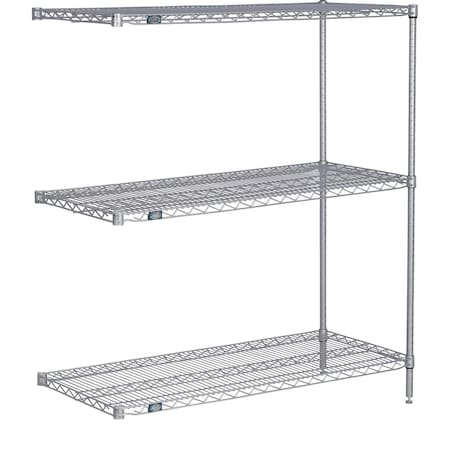 Global Industrial Nexel 3 Shelf, Nexelate Silver Epoxy Wire Shelving Unit, Add On, 72"W x 30"D x 54"H B3151950