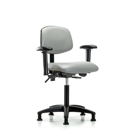 Blue Ridge Ergonomics Chair, Vinyl, Med Bench, Tilt AA Glides, Dov, 6-Way Adjustable, 22" to 29" Height, Dove BR-VMBCH-RG-T1-A1-NF-RG-8567