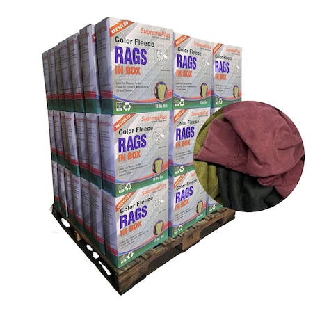 Supremeplus Recycled Color Sweatshirt Cleaning Rags (10 lbs./PK- 960 lbs. Pallet), Compressed Box, 96PK SP-9336