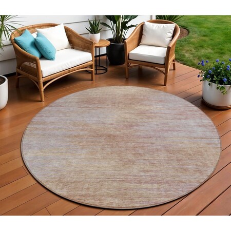Homeroots 8' Merlot And Beige Round Abstract Washable Indoor Outdoor Area Rug 587214