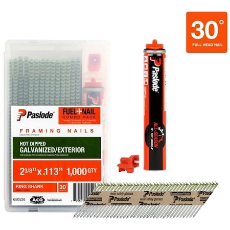 Paslode Pneumatic Nail, 2-3/8 in L, Steel, Ring Shank 650526