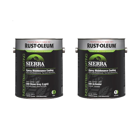Rust-Oleum Epoxy Activator and Finish Kit, Stone Gray, High Gloss, 1 gal, 230 to 340 sq ft/gal, S60 Series 248285