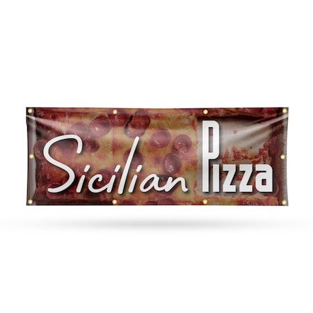 Signmission Sicilian Pizza, 36 Inch x 96 Inch, Vinyl Banner B-96-30854