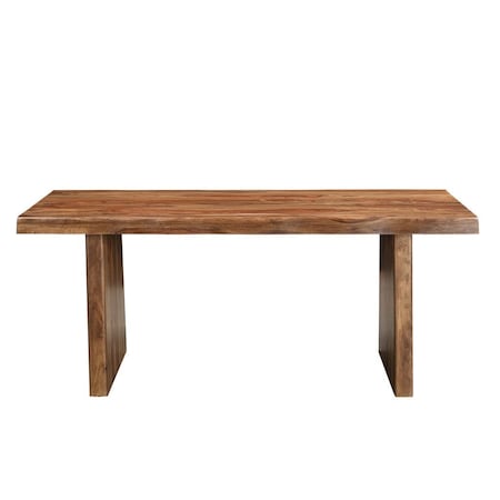 Homeroots 74" Brown Wood Double Pedestal Base Live Edge Dining Table 565236