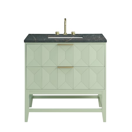 James Martin Vanities Emmeline 36'' Single Vanity, Pistachio w/ 3 CM Parisien Bleu Top D100-V36-PST-3PBL
