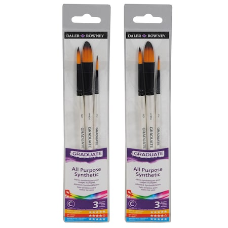Daler-Rowney Graduate Watercolor Brush Set, Synthetic, 3-Piece Set, 2PK D212530009