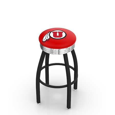 Holland Bar Stool Co 25" Blk Wrinkle Utah Swivel Bar Stool, Chrome Ring L8B3C25UtahUn