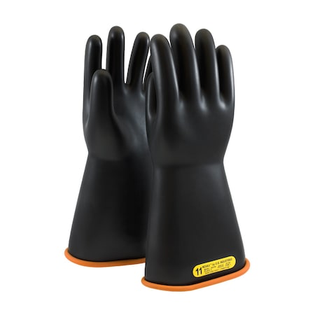 Pip Electrical Rated Gloves, 17,000V AC, 25,000V DC, Rubber, 14" Length, Black, Orange, Size 9 155-2-14/9