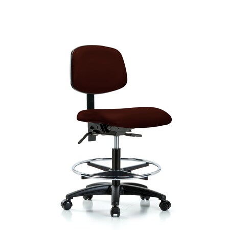 Blue Ridge Ergonomics Chair, Vinyl, Med Bench, CF Casters, Burg, No Arms, 22" to 29" Height, Burgundy BR-VMBCH-RG-T0-A0-CF-RC-8569