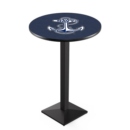 Holland Bar Stool Co 42" Blk Wrinkle US Naval Academy NAVY Pub Table, 36" dia. Top L217B4236USNavA