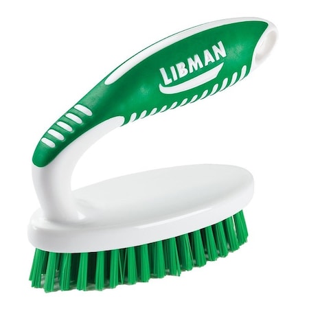 Libman Small Scrub Brush, 3/4 in L Trim, Polymer, 4-1/4 in W Brush, 5-1/4 in OAL, Green 15