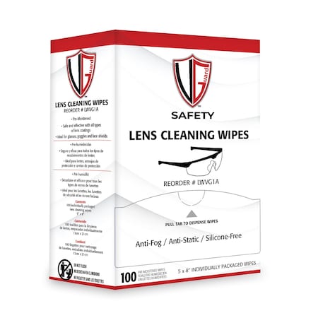 Vguard Lens Cleaning Towelettes, 100 wipes per box, 10 boxes/case, 1000PK LWVG1A