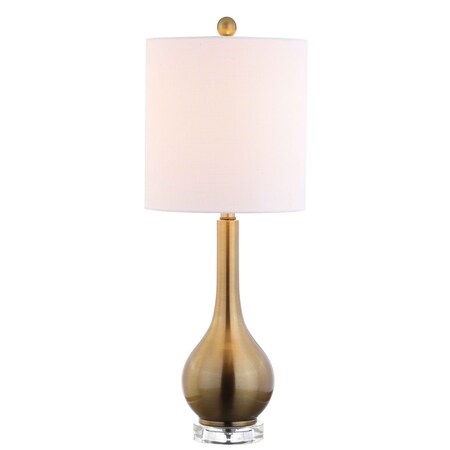 Jonathan Y Dylan 25" Metal/Crystal Teardrop LED Table Lamp, Brass JYL5010A