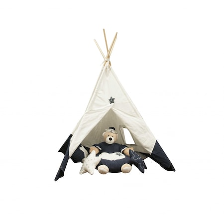Homeroots 51 x 55 x 73 White and Blue Fabric Tent 364151