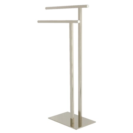 Kingston Brass 32-7/16" Freestanding Pedestal 2-Tier L-Shape Towel Rack, Polished Nickel SCC6036