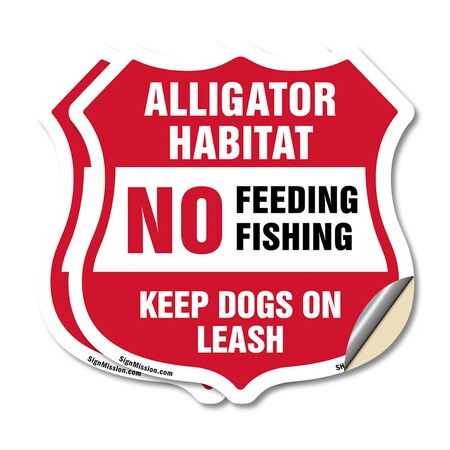 Signmission Alligator Warning Shield Sign Alligator, 18 inch X 18 inch, Vinyl Decal, 2PK SHI-D-2PACK-18-357