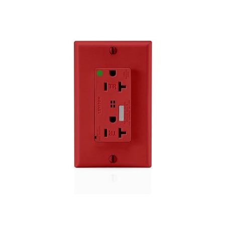 Leviton Surge Protector Receptacle, 20 Amp, 125 Volt, 5-20R NEMA, Red T8380-R