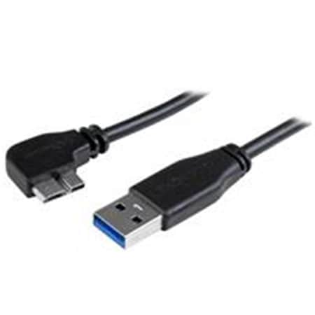 Dynamicfunction 2m Slim Micro USB 3.0 Cable Male to Male Left Angle Micro USB - Black - 6.6 ft. 2 m DY3326271