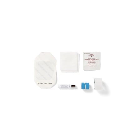 Medline 8-Piece IV Start Kit with 1 Alcohol Prep Pad, 1 PVP Ampule, 1 Dressing Change Label, 100PK DYNJ04047