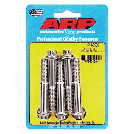 Arp 613-2500 0.37-16 x 2.5 in. Stainless Steel 12 Point Bolt Kit - Set of 5, 5PK ARP613-2500