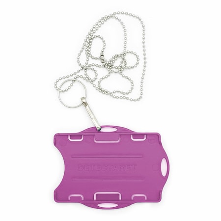 Detectamet Detectable Swipe Card Holder double sided with Neck Chain Pink, 10PK 212-T889-A55-P09