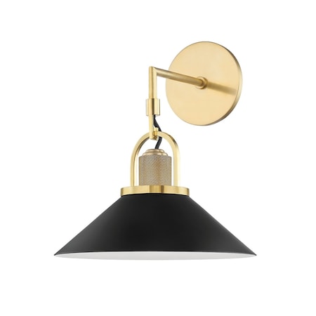 Hudson Valley Lighting Syosset 1 Light Wall Sconce 12 In. Aged Brass/Black 2601-AGB/BK