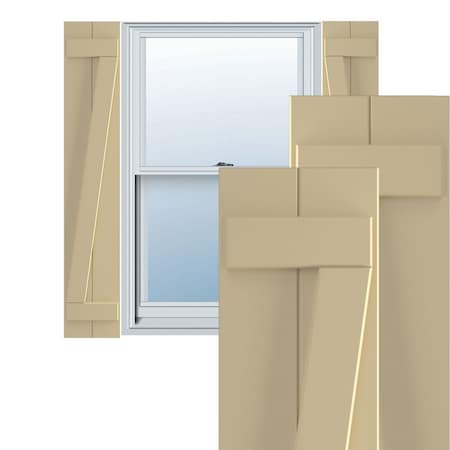 Ekena Millwork True Fit PVC, Two Board Joined Board-n-Batten Shutters w/Z-Bar, Natural Twine , 10 3/4W x 54H, PR TFP102BBF11X054NT