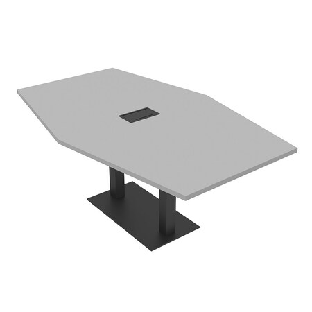 Skutchi Designs Hexagon Conference Table With Power Unit, 48 in W, 84 in L, Grey HAR-HEX.IR-48X84-DOU.BK-U779-EBLK