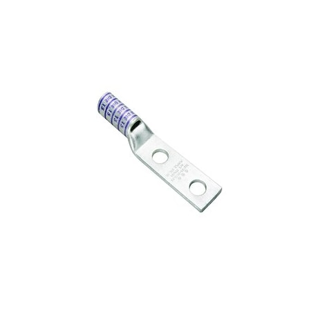 Burndy Compression Terminal, 4/0 AWG Cu, 2-Hole, 3/8 in Stud, 1-3/4 in Spacing, Long Barrel YAZ282NTC38