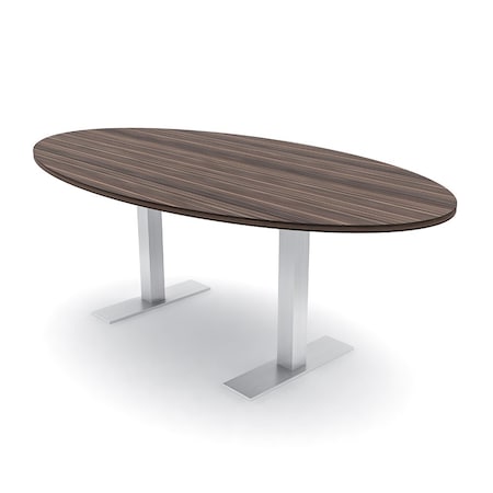 Skutchi Designs 6ft Conference Table With Power Unit | 4 Person Modular Oval Meeting Table | Harmony Series HAR-OVL-48X72-T-H3041-NA