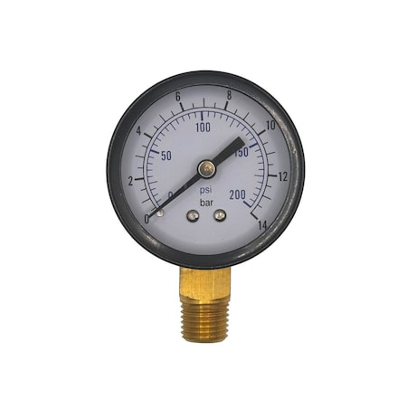 Bedford Precision Parts Gauge, 1/4 in. NPT Bottom Mount, 0-200 PSI, 2 in. 28-4581
