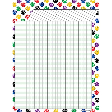 Teacher Created Resources Colorful Paw Prints Incentive Chart, 17 x 22 in. - 6 Each TCR7622-6