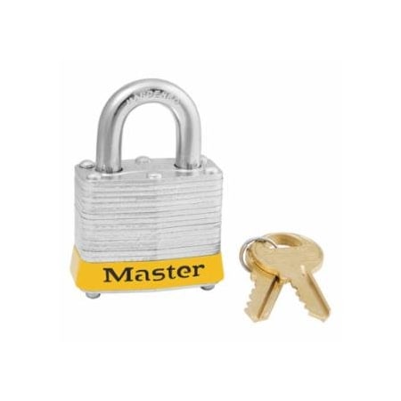 Master Lock No. 3 Laminated Steel Padlock, 9/32 in dia, 5/8 in W x 3/4 in H Shackle, 6PK 470-3YLW