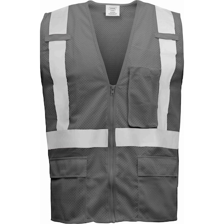 Ironwear Hi-Vis Safety Vest M , Zipper 5 Pockets 1284-GRZ-RD-MD
