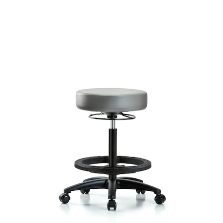 Blue Ridge Ergonomics Vinyl Stool, High Bench, Foot Ring, Casters, Sterling BR-VHBSO-RG-BF-RC-8840