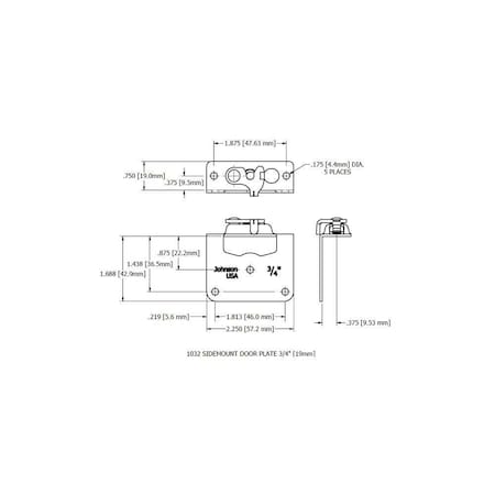 Le Johnson Hanger Plate Only Side Mount f/ 3/4 in  Doors 111 Series 1032