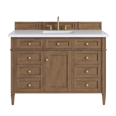 James Martin Vanities Brittany 48" Single Vanity, Pecan w/ 3 CM White Zeus Silestone Top 655-V48-PCN-3WZ