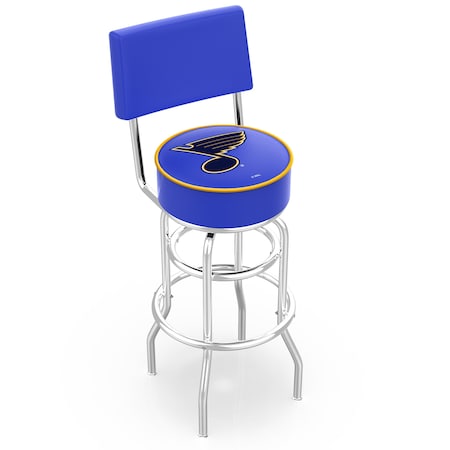 Holland Bar Stool Co 30" Chrome 2-Ring St Louis Blues Swivel Bar Stool, Back L7C430STLBlu