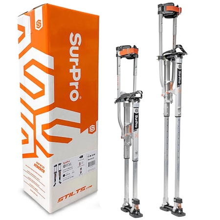 Surpro Double-Sided Drywall Stilts, Aluminum Base, 38 in - 52 in Height, QuadLock Contractor-Grade Stilts S2X-A-3852