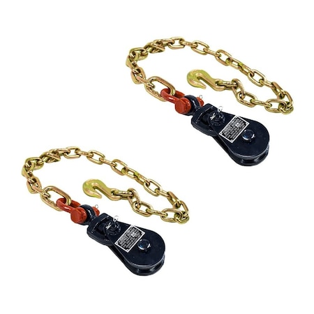 Mytee Products 2 Ton 3in Sheave Snatch Block with Shackle and Chain Anchor, 2PK SB3-2-ShackleCAx2