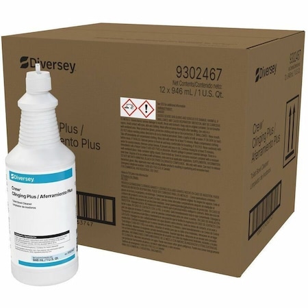 Diversey Crew Clinging Plus Toilet Bowl Cleaner, Characteristic Scent, 32 oz Bottle, 12PK 9302467