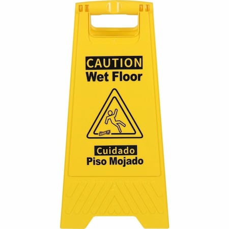 Genuine Joe Universal Graphic Wet Floor Sign - Foldable - Yellow - 1 Each GJO85117