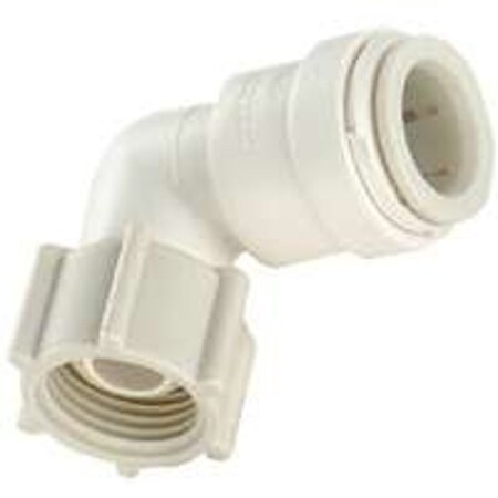 Watts Swivel Pipe Elbow, 3/8 x 1/2 in, 90 deg Angle, Plastic, Off-White, 100 psi Pressure 3520-0808/P-436