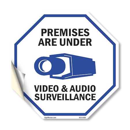 Signmission Premises Are Under Video & Audio Su, 10 Inch X 10 Inch, Vinyl Decal OC-D-10-20
