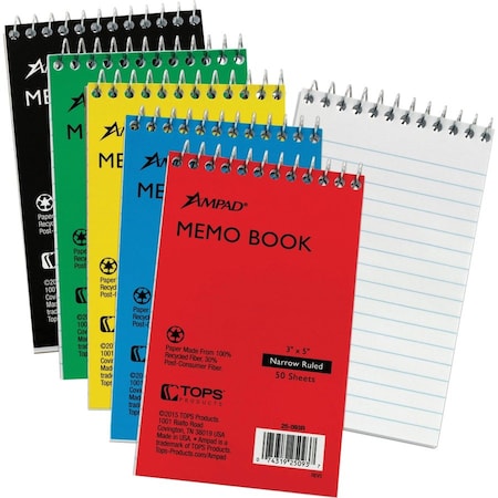 Ampad Memo Book, White, 5PK TOP25093BD