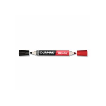 Markal Dura-Ink Dual Color Permanent Ink Marker, Black/Red, 1.5 mm, Fine, 12PK 434-96330