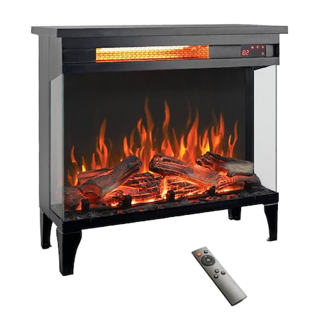 Edendirect 24 in. Freestanding 3-Sided glass Electric Fireplace in Black ZR-W1769P166908