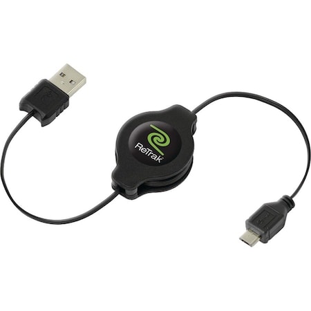 Retrak Micro USB Cord Retractable Micro USB Charging Cable Black ETESM5