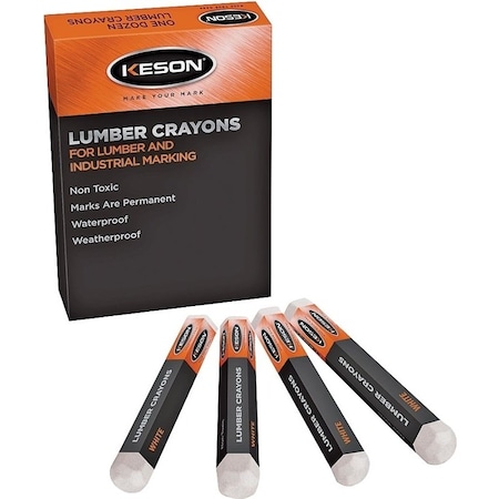Keson Hard Lumber Crayon, White, 0.318 in Dia, 5 in L LCWHITE