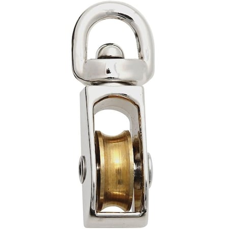 National Hardware Pulley, 3/16 in Rope, 25 lb Working Load, 3/4 in Sheave, Nickel N243-576